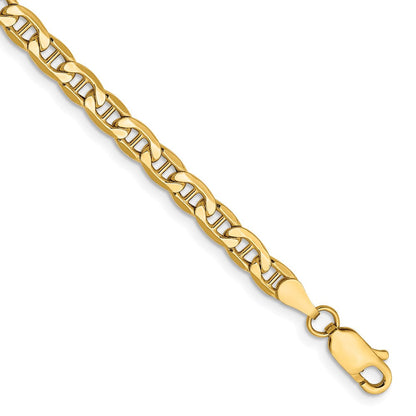 14K Gelbgold 4mm Halbmassiv Anker Gliederarmband