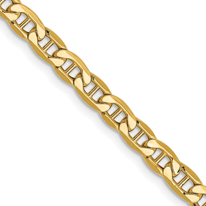 14K Gelbgold 4mm Halbmassiv Anker Halskette