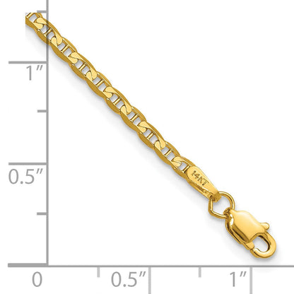 14K Gelbgold 2.4mm Konkav Anker Gliederarmband