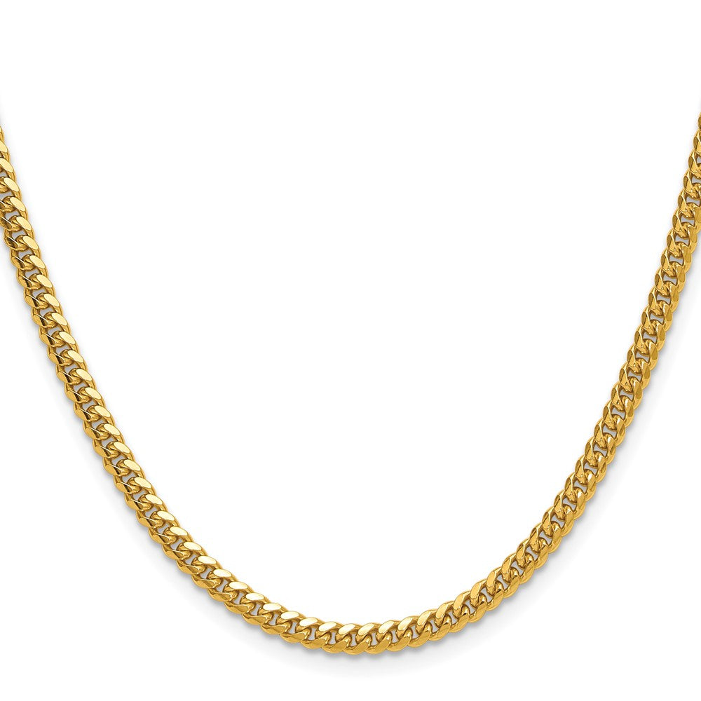 14K Gelbgold 3.5mm Massiv Miami Kubanisch Halskette