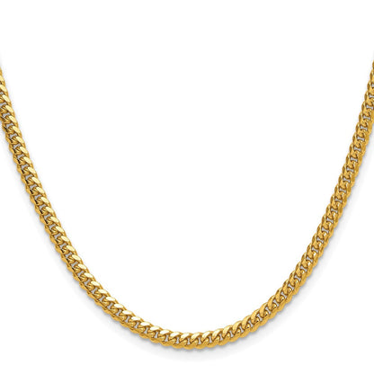 14K Gelbgold 3.5mm Massiv Miami Kubanisch Halskette