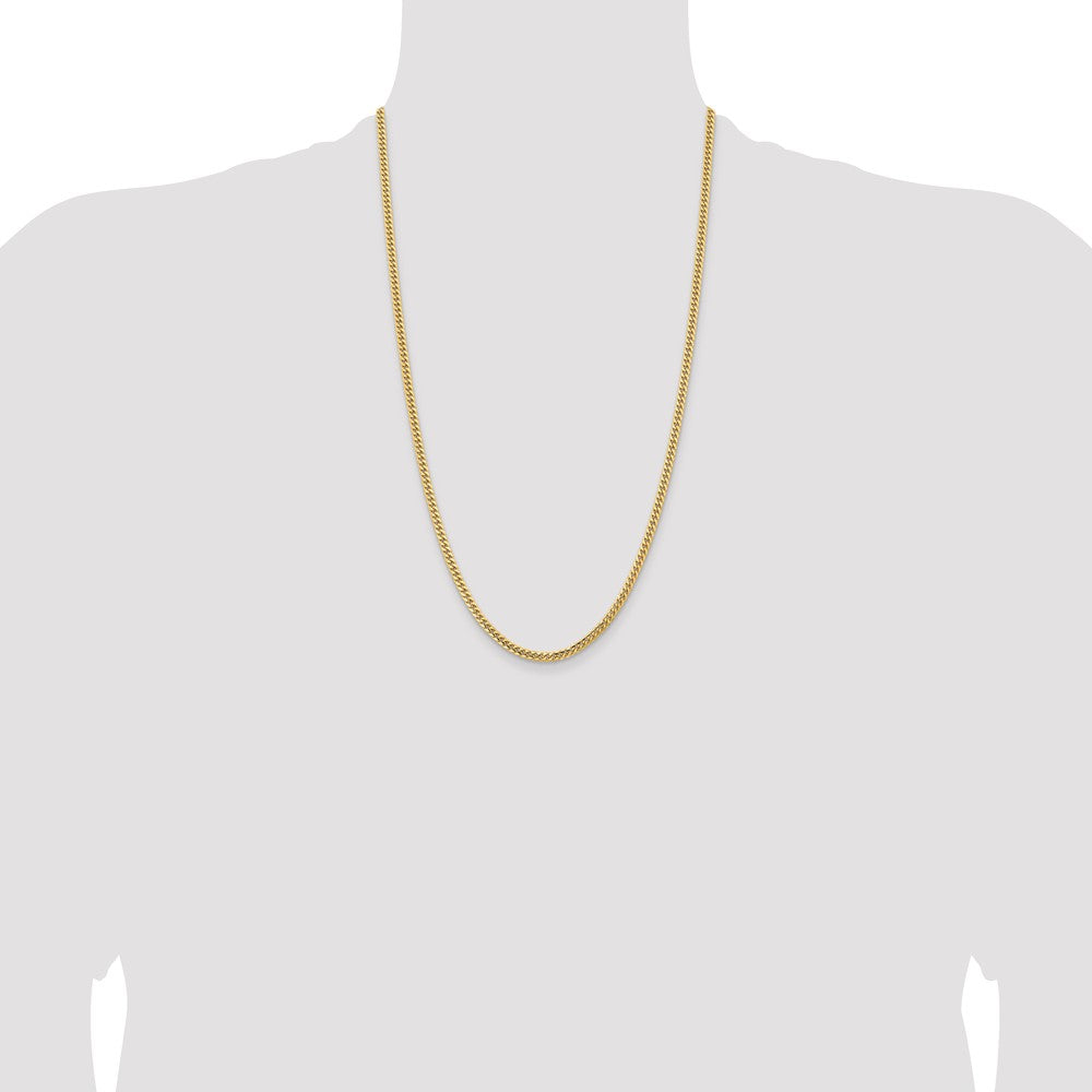 14K Gelbgold 3.5mm Massiv Miami Kubanisch Halskette