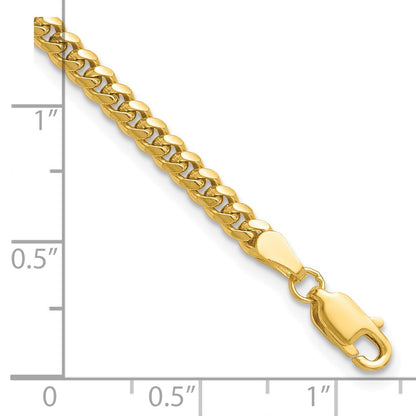 14K Gelbgold 3.5mm Massiv Miami Kubanisch Gliederarmband