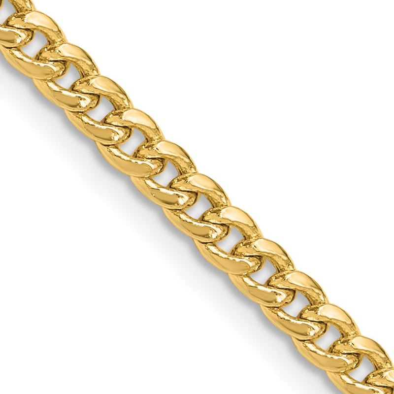 14K Gelbgold 3.5mm Massiv Miami Kubanisch Halskette