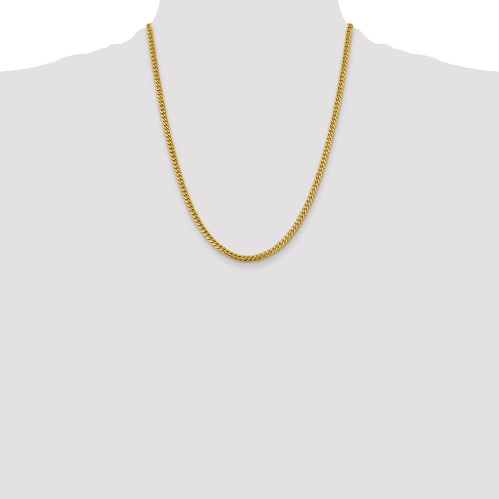 14K Gelbgold 4.25mm Massiv Miami Kubanisch Halskette
