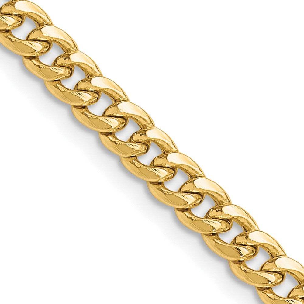 14K Gelbgold 4.25mm Massiv Miami Kubanisch Halskette