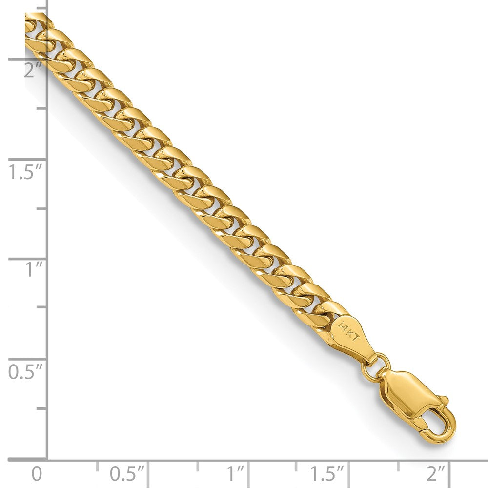 14K Gelbgold 4.3mm Massiv Miami Kubanisch Gliederarmband