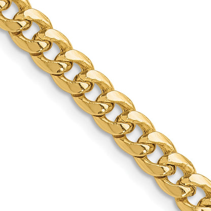14K Gelbgold 4.3mm Massiv Miami Kubanisch Halskette