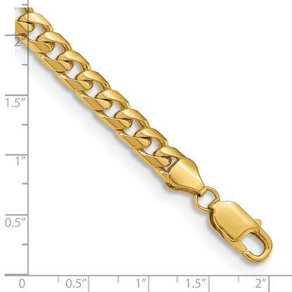 14K Gelbgold 6.25mm Massiv Miami Kubanisch Gliederarmband