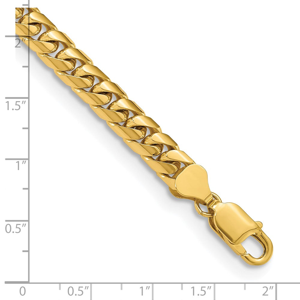 8.5 Zoll 14K Gelbgold 6.75mm Massiv Miami Kubanisch Gliederarmband