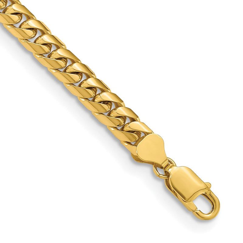 8.5 Zoll 14K Gelbgold 6.75mm Massiv Miami Kubanisch Gliederarmband