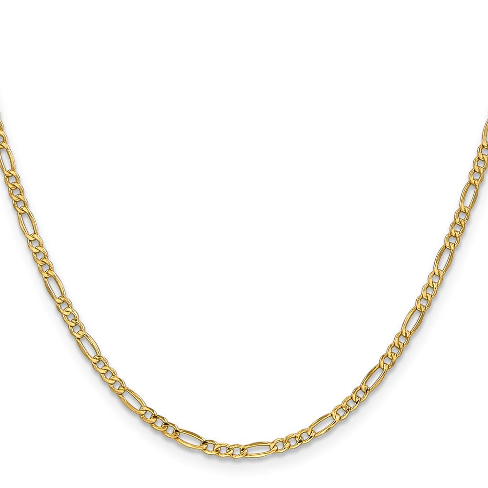 14K Gelbgold 2.5mm Halbmassiv Figaro Halskette