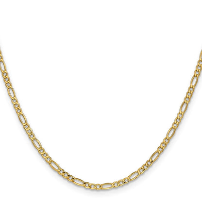 14K Gelbgold 2.5mm Halbmassiv Figaro Halskette