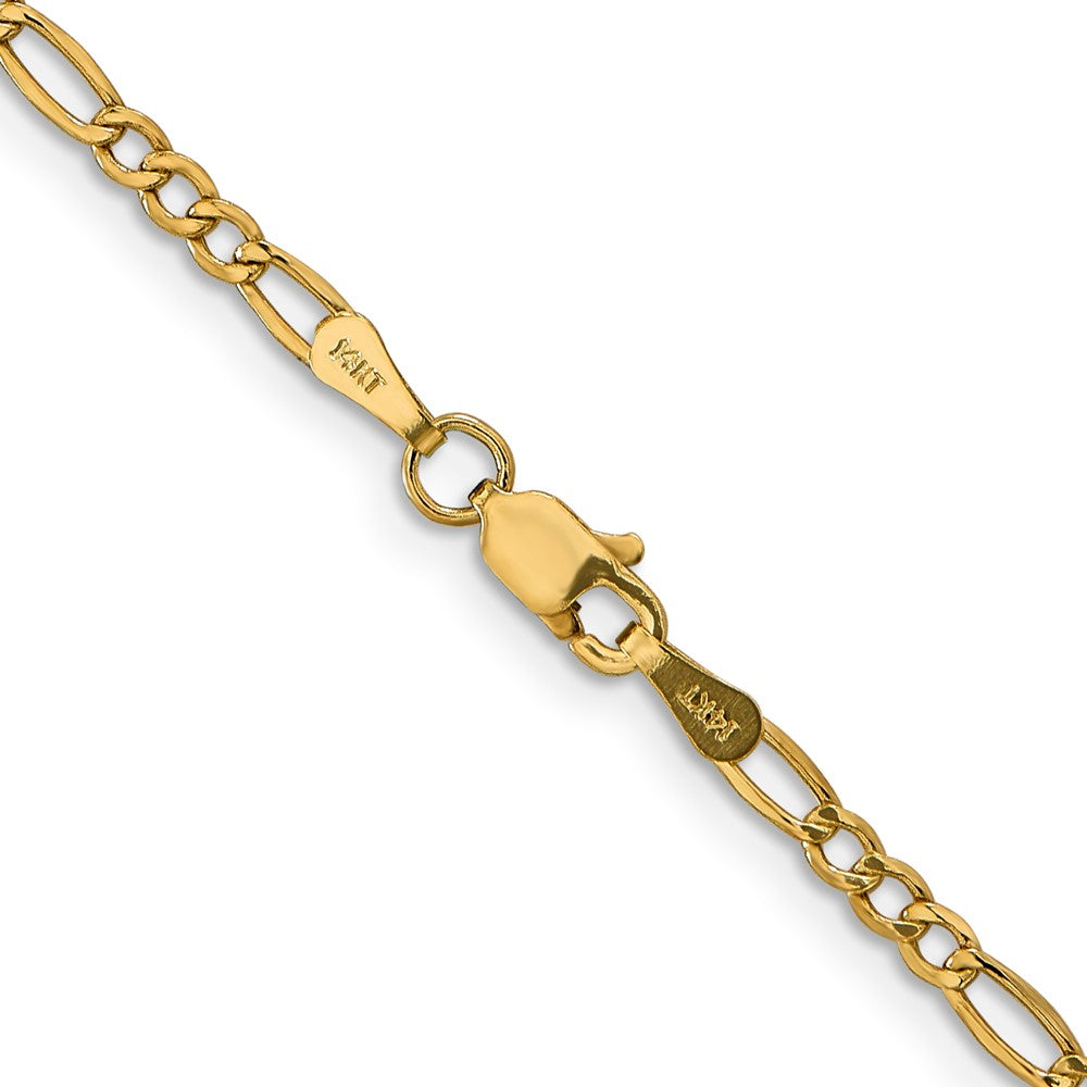 14K Gelbgold 2.5mm Halbmassiv Figaro Halskette