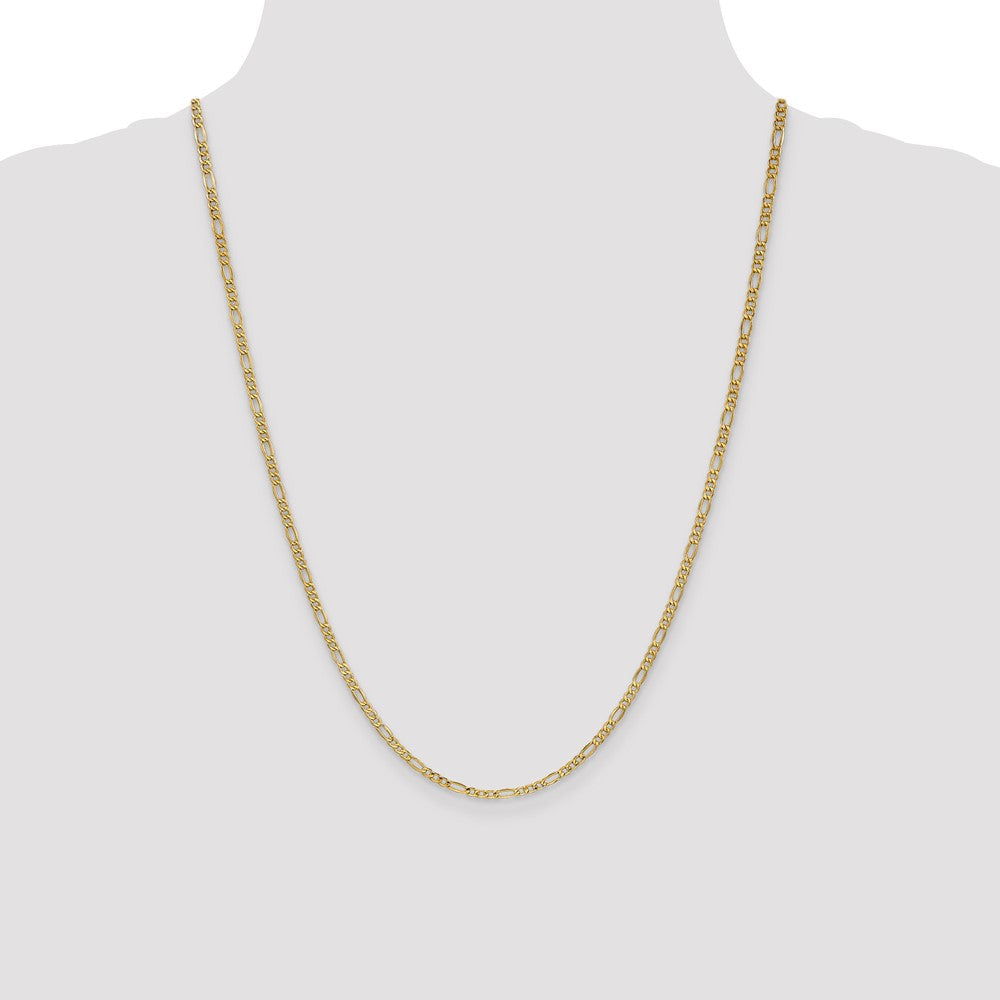 14K Gelbgold 2.5mm Halbmassiv Figaro Halskette