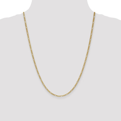 14K Gelbgold 2.5mm Halbmassiv Figaro Halskette