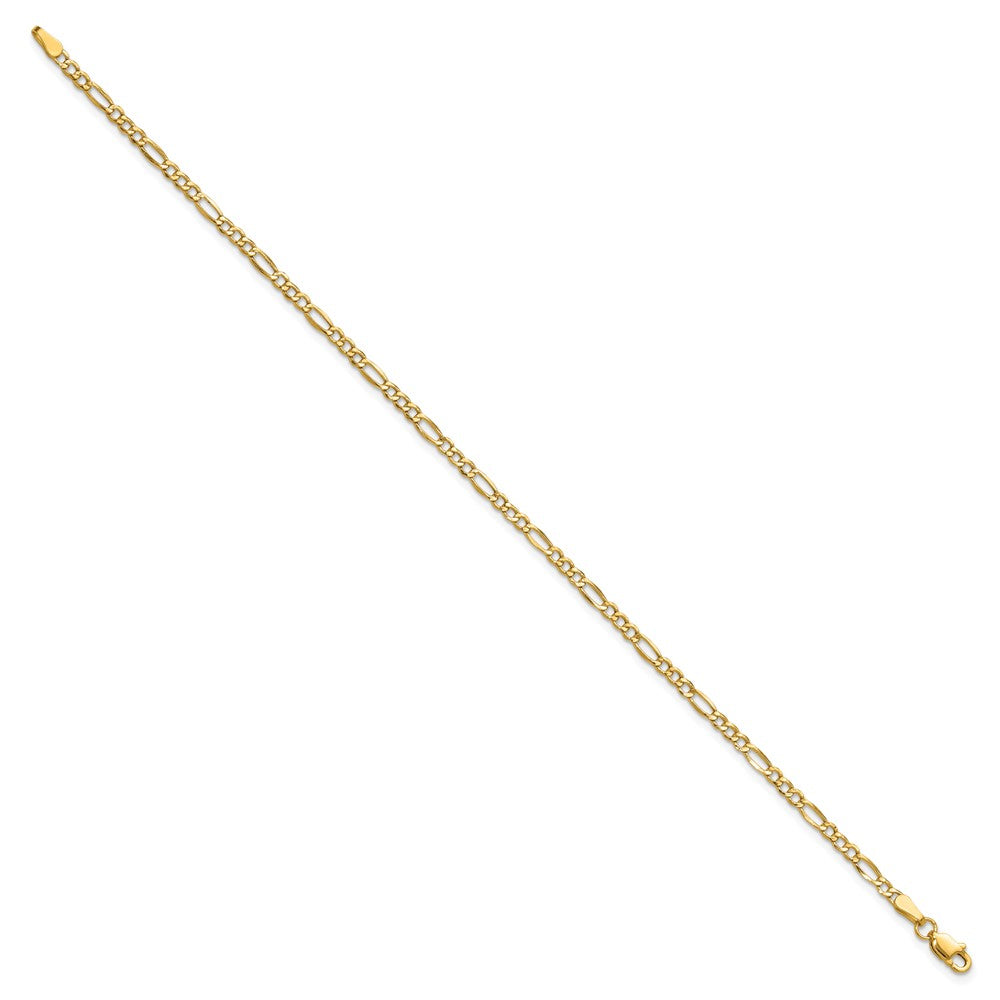 14K Gelbgold 2.5mm Halbmassiv Figaro Gliederarmband