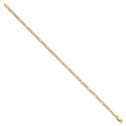 14K Gelbgold 2.5mm Halbmassiv Figaro Gliederarmband