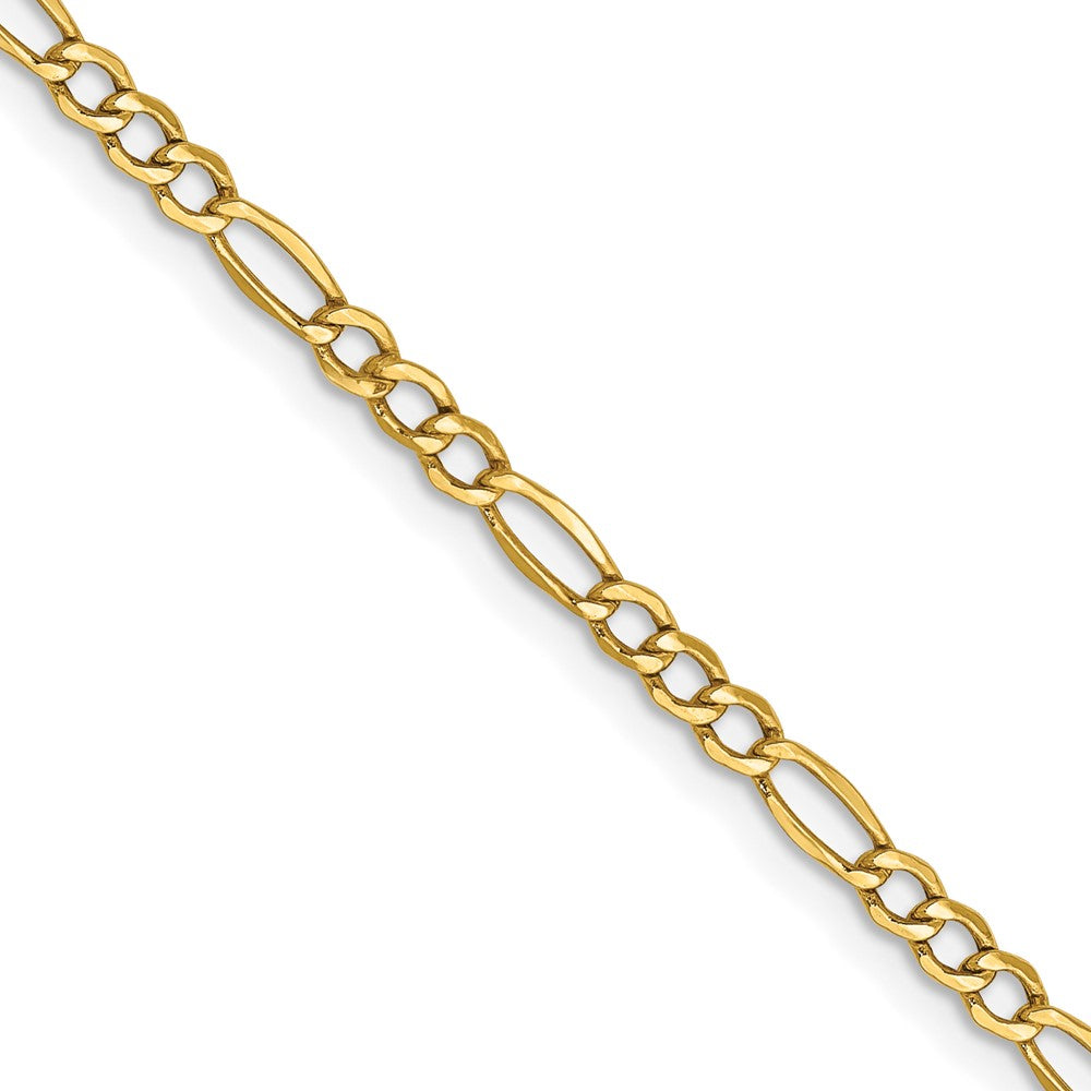 14K Gelbgold 2.5mm Halbmassiv Figaro Halskette