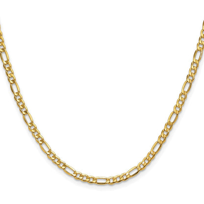 14K Gelbgold 3.5mm Halbmassiv Figaro Halskette