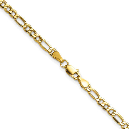 14K Gelbgold 3.5mm Halbmassiv Figaro Halskette