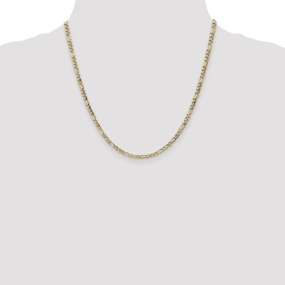14K Gelbgold 3.5mm Halbmassiv Figaro Halskette