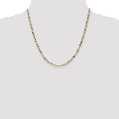 14K Gelbgold 3.5mm Halbmassiv Figaro Halskette