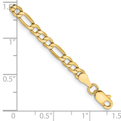 14K Gelbgold 3.5mm Halbmassiv Figaro Gliederarmband