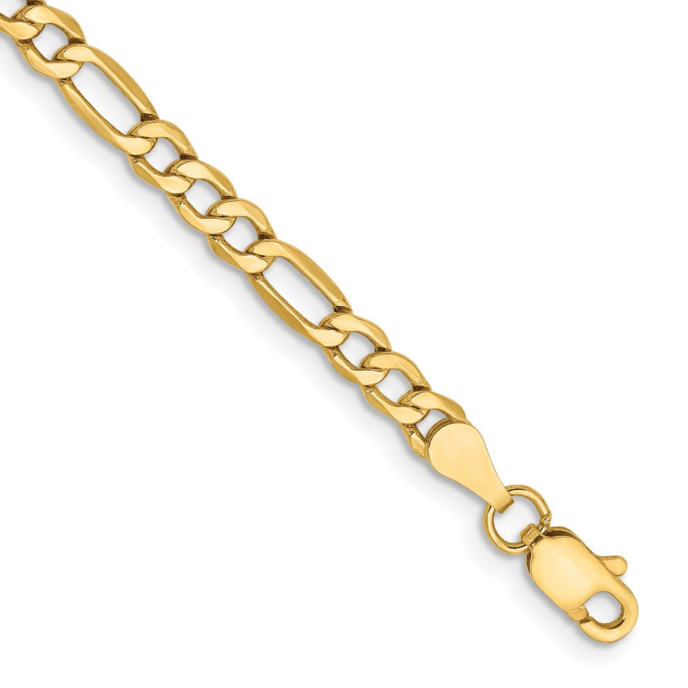 14K Gelbgold 3.5mm Halbmassiv Figaro Gliederarmband