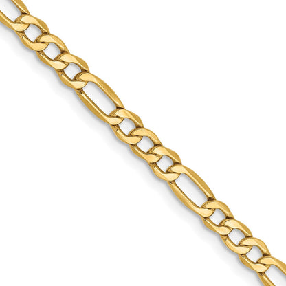 14K Gelbgold 3.5mm Halbmassiv Figaro Halskette
