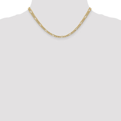 14K Gelbgold 4.2mm Halbmassiv Figaro Halskette