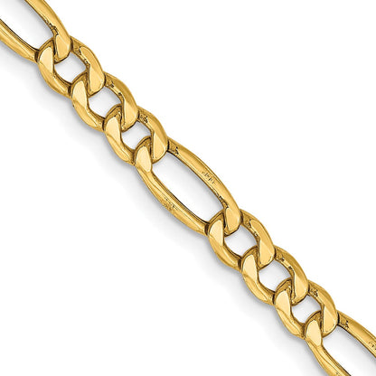 14K Gelbgold 4.2mm Halbmassiv Figaro Halskette