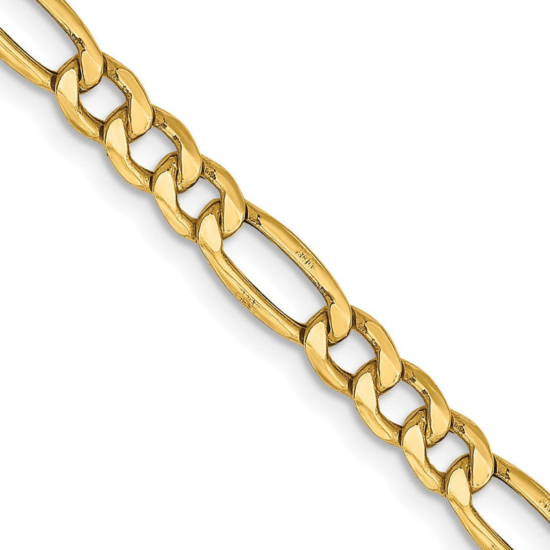 14K Gelbgold 4.2mm Halbmassiv Figaro Halskette