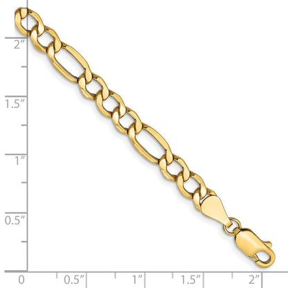 14K Gelbgold 5.75mm Halbmassiv Figaro Gliederarmband