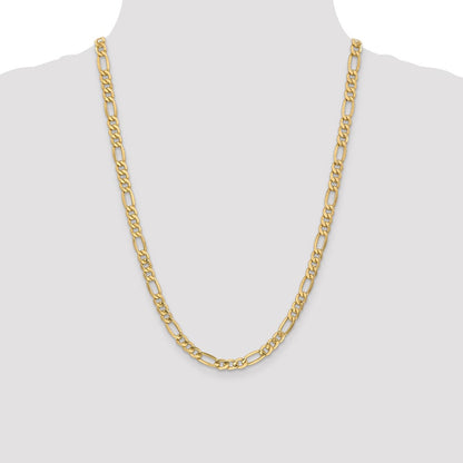 14K Gelbgold 6.25mm Halbmassiv Figaro Halskette