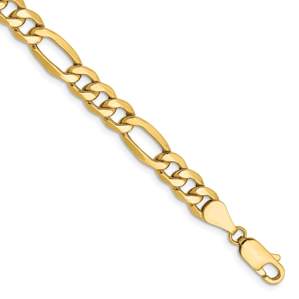 14K Gelbgold 6.25mm Halbmassiv Figaro Gliederarmband