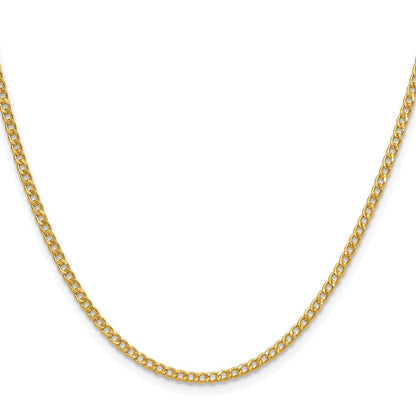 14K Gelbgold 2.5mm Halbmassiv Panzer Halskette
