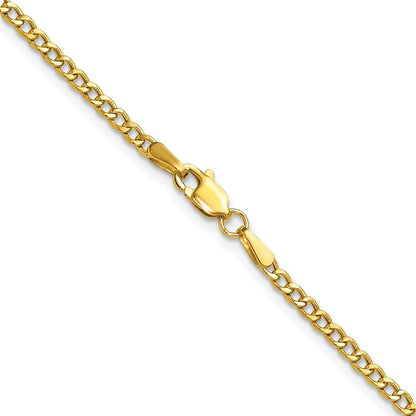 14K Gelbgold 2.5mm Halbmassiv Panzer Halskette