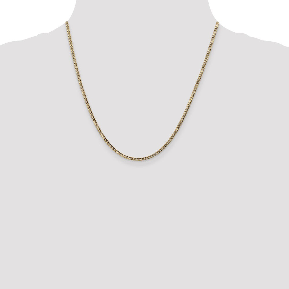 14K Gelbgold 2.5mm Halbmassiv Panzer Halskette