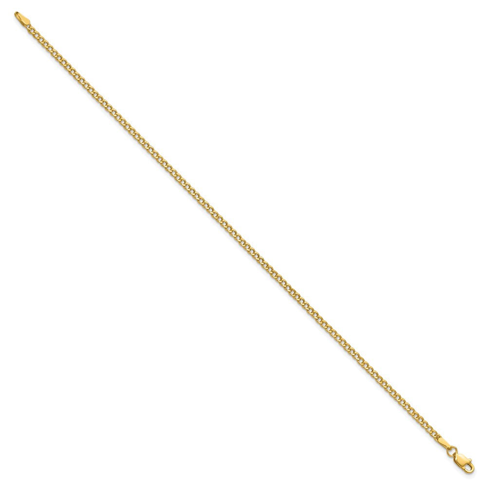 14K Gelbgold 2.5mm Halbmassiv Panzer Gliederarmband