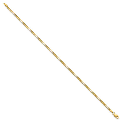 14K Gelbgold 2.5mm Halbmassiv Panzer Gliederarmband