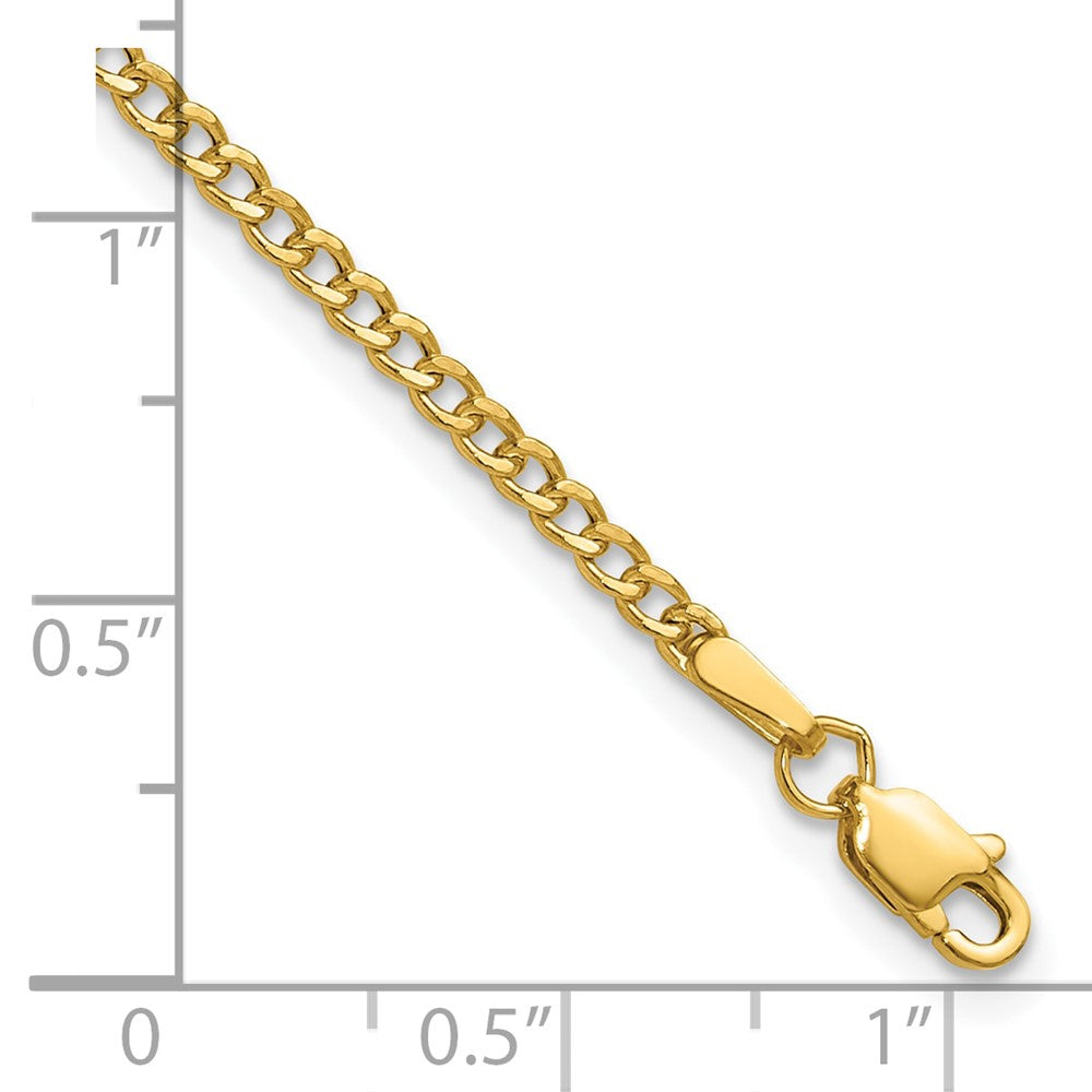 14K Gelbgold 2.5mm Halbmassiv Panzer Gliederarmband