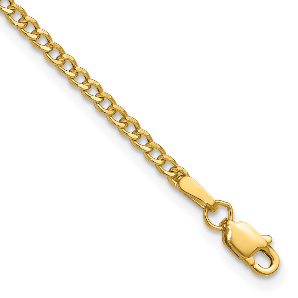 14K Gelbgold 2.5mm Halbmassiv Panzer Gliederarmband