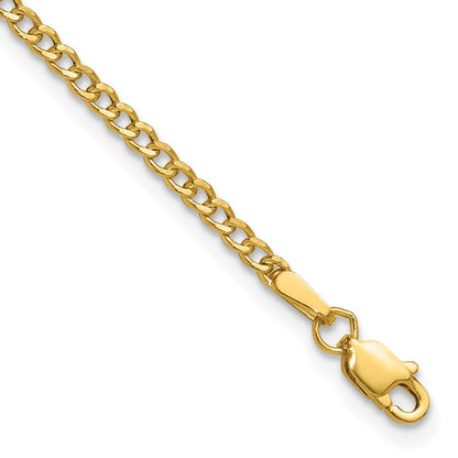 14K Gelbgold 2.5mm Halbmassiv Panzer Gliederarmband