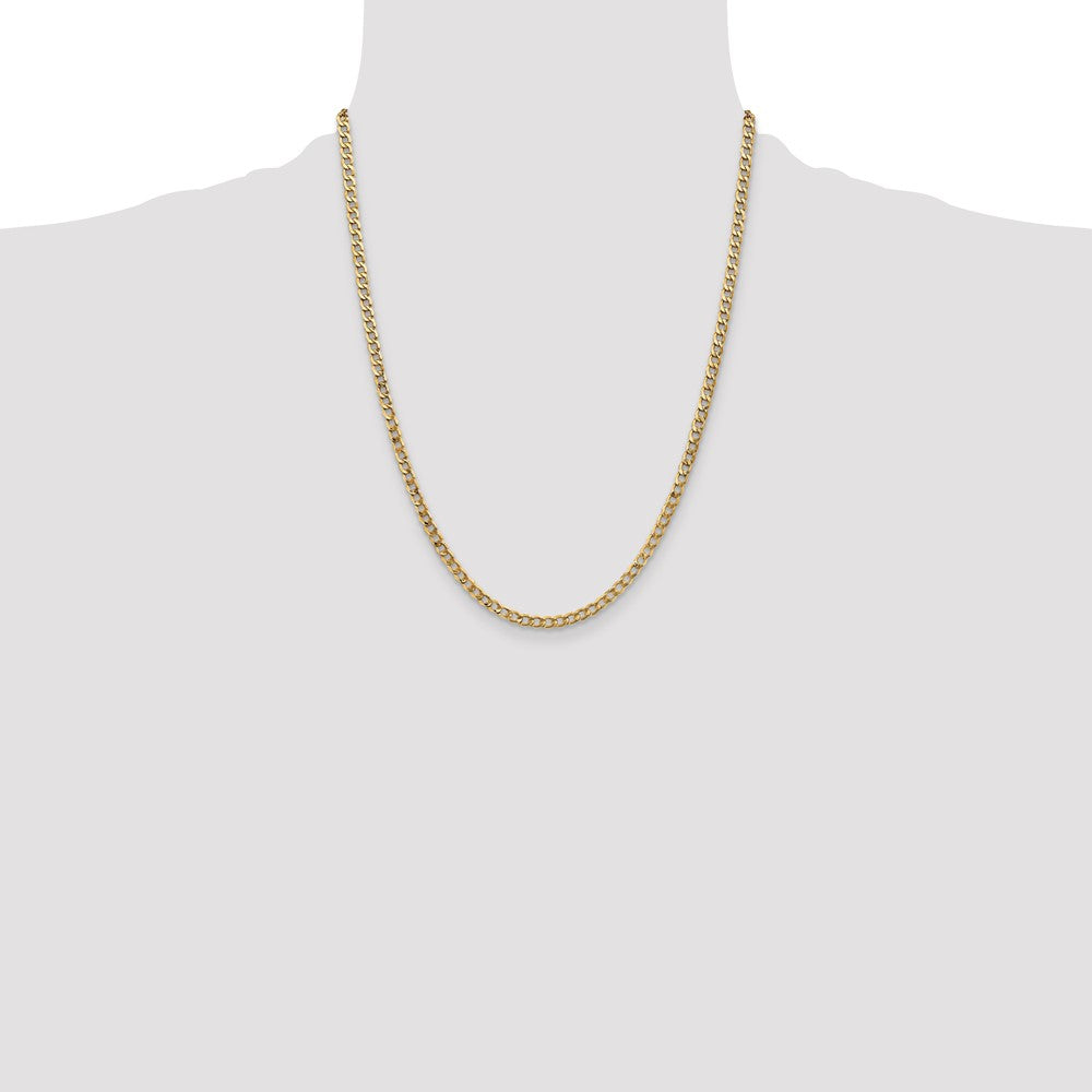 14K Gelbgold 3.35mm Halbmassiv Panzer Halskette