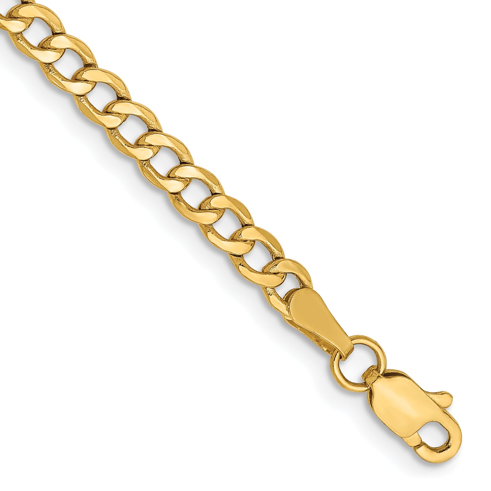 14K Gelbgold 3.35mm Halbmassiv Panzer Gliederarmband