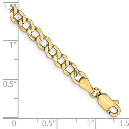 14K Gelbgold 4.3mm Halbmassiv Panzer Gliederarmband