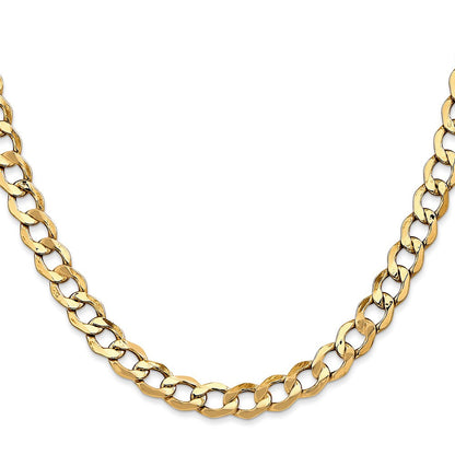 14K Gelbgold 6.5mm Halbmassiv Panzer Halskette