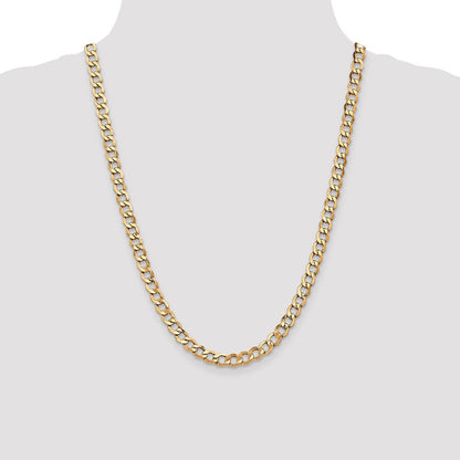 14K Gelbgold 6.5mm Halbmassiv Panzer Halskette