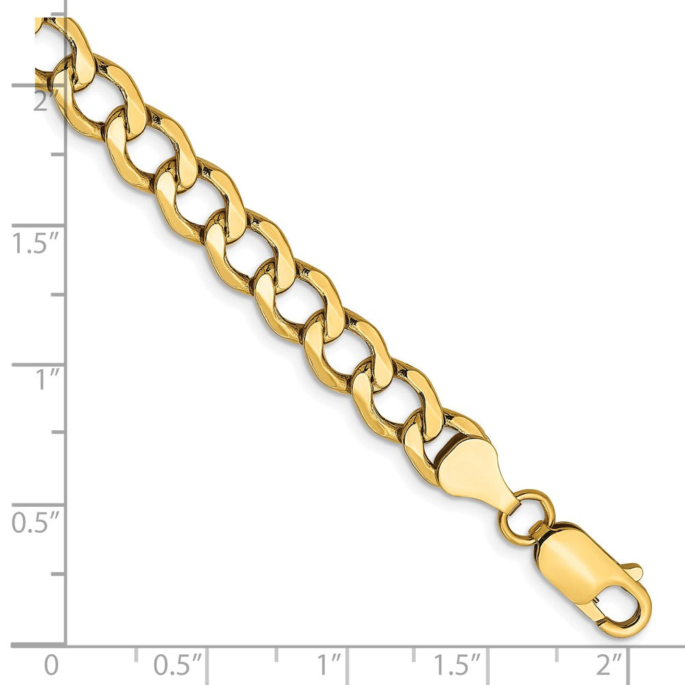 14K Gelbgold 6.5mm Halbmassiv Panzer Gliederarmband